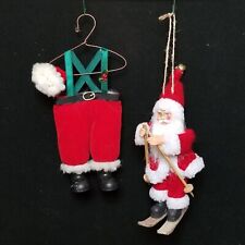 Santa Claus Christmas Ornament 2 Lot Skis Skiing Santa Suit On Hanger 9