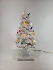 Vintage ceramic 70s white Christmas tree 13 inches picture