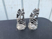 Pair Pewter Candlestick Candle Holders Goblins picture