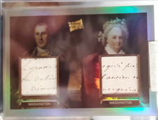 PIECES OF THE PAST POTUS GEORGE WASHINGTON VINTAGE HANDWRITTEN DUAL RELIC CARD picture