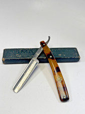 Vintage Puma 91 High Class 13/16 Straight Razor Round Point in CASE Tortiseshell picture