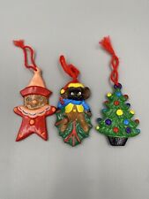 Vintage Ceramic Hand Painted Handmade Homemade Christmas Ornaments Lot Of 3 picture