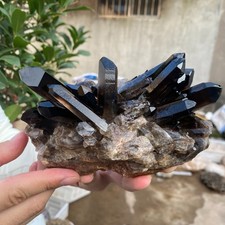 920G Natural Smoky Black Quartz Cluster Crystal raw Specimen Healing picture