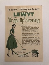 1950’s Lewyt Finger Tip Cleaning Vacuum Cleaner Magazine Print Ad 0C24 picture