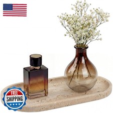 YKAJO Oval Real Marble Tray Natural Travertine Beige 11.8
