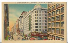 VTG Postcard - Seventh Street at Hill, Downtown - Los Angeles, California picture
