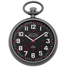 Gotham Men's Gunmetal Mechanical Hand Wind Railroad Pocket Watch # GWC14100BBK picture