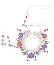 Buffalo Bills New Jewelry Set. Charm Bracelet, Necklace & Earrings. picture