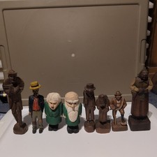 Hand Carved Wooden Figurines Lot of 8 folk art picture