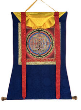 KALACHAKRA MANDALA ORIGINAL TIBETAN THANGKA  PAINTING WITH SILK BROCADE picture
