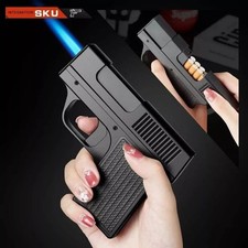 Unique Butane Cigarette LIGHTER&CASE Adjustable Jet Torch Flame Pistol Gun gift picture