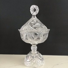 Vtg Hofbauer Germany Byrdes Collection Crystal Candy/Compote Pedestal Dish Lid picture