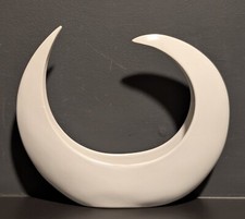 Vintage MCM Crescent Moon Ikebana White Ceramic TOYO Japan Vase - 9.25