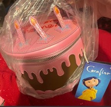 Coraline Collectible Pink Birthday Cake Bag with Candles and Brown Accents picture