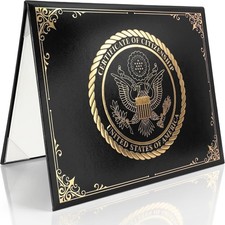 US Citizenship Certificate Holder Black - Faux Leather Certificate Protector  picture