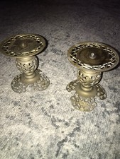 1960s Vintage Chinese Reticulated Brass Candle Holders - a Pair picture