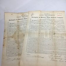 2 -1875  Burlington & Missouri River  Iowa Land Department Contract Large 11X17 picture