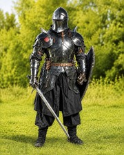 18GA Steel Medieval Full Body Armor Barbuta Set Knight Plate Suit LARP Cosplay picture