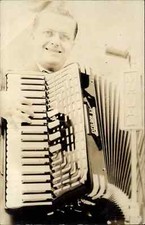 Vintage RPPC Man Playing Excelsior NY ACCORDION Real Photo Postcard picture