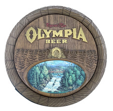Vintage 80's Olympia Beer Barrel Style Plastic Sign Man Cave Decor 19
