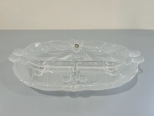 Vintage HOYA CORPORATION Frosted Glass Divided Serving Dish Japan Cherries picture