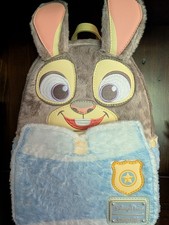 Disney Parks Loungefly Judy Hopps Fuzzy Mini Backpack Zootopia Plush NWT picture