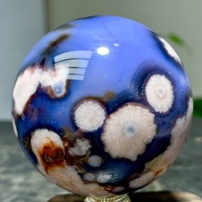 213G Natural blue cherry blossom agate Sphere Crystal Ball Healing picture