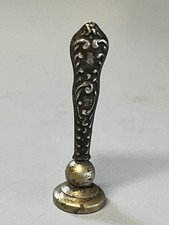 Antique Sterling Silver Elegant Wax Seal Stamp, Decorative Monogram picture