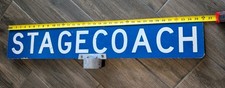 Vintage STAGECOACH Street Sign 36”  Reflective Metal Mount Blue Western Cowboy picture