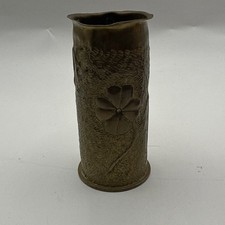 Vintage French WW1 Trench Art Brass Shell Vase Flower Artillery picture