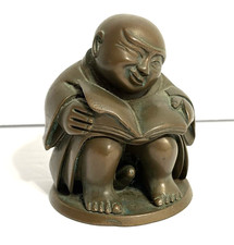 Vintage Solid Bronze Japanese Shunga Erotic Art Naughty Lewd Monk Figurine picture