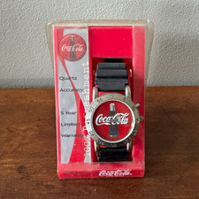 Coca-Cola 2001 Quartz Watch Black Strap in Original Packaging Red/Black/Silver picture