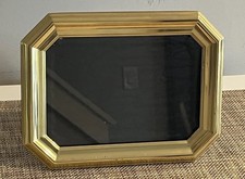 VTG 80s 90s Octagonal Shiny Brass Picture Frame Fits 5x7 Photo Hollywood Glam picture
