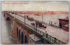 1909 Eads Bridge St Louis Missouri Horse Cart ANTIQUE Postcard 8106 picture