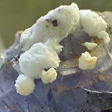 Rare Dual Color Fluorescent Natural Fluorite w/ Gypsum Raw Mineral Specimen picture