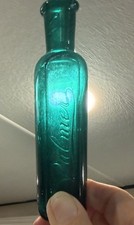 Beautiful Old Emerald Palmer Perfume Bottle☆ Antique Dark Green Scent Bottle picture