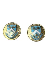 Pair of Vintage Columbia University School Crest Metal Clothing Buttons Ivy Lg picture