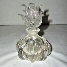 Elegant Vintage Gunderson Pairpoint Crystal Perfume Bottle Handblown Flower Leaf picture