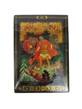 Kholui Russian Lacquer Box Kurakina Oleg the Prophet Signed 5.5