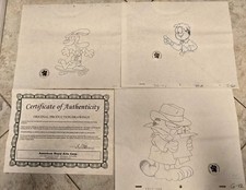 Garfield Original Production Drawing Lot of 3 Odie Jon Arbuckle Animation COA  picture