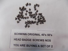 SCHWINN HEAD BADGE SCREWS NOS 40's 50's YOU ARE BUYING A SET OF 2 picture