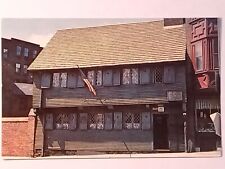 Paul Revere 's House Boston Massachusetts Street View American Flag Postcard picture