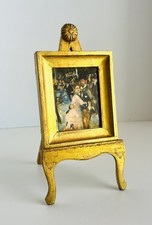 Vintage Florentia Framed SILK Print on Easel Wood Stand ~ Made in Italy picture