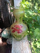 Antique Art Nouveau Frosted Or Acid Etched Poppy Vase picture