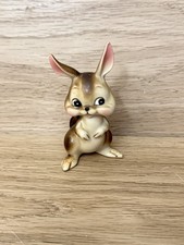 Vintage Ceramic Bunny Rabbit Figurine Big Eyes Pink Ears Kitsch Japan Style  picture
