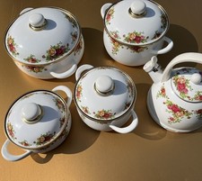 NEW Vintage 2002 Royal Albert Old Country Roses Enamel Cookware (5) Collection picture