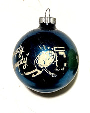 Vintage Shiny Brite Blue Humpty Dumpty Stencil Mica Glass Christmas Ornament USA picture