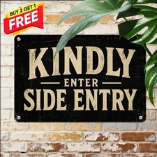 Vintage Front Entrance Notice Use Main Door Plaque Retro Metal Tin Sign picture