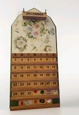 Vintage Perpetual Wooden Calender Wall 90s Floral Ivy Complete Holiday Tiles picture