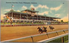 c1940s Wilmington, Del. Postcard DELAWARE PARK RACE TRACK Horse Racing Linen picture
